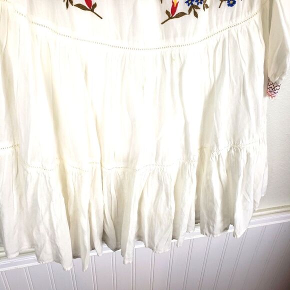 Free People Women's Cold Off the Shoulders Boho Gypsy White Floral Top Size SM - Picture 6 of 14